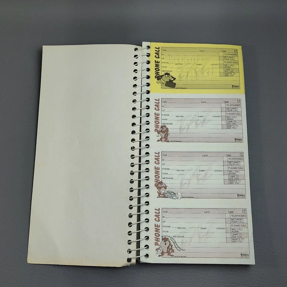 Vintage Looney Tunes Taz Phone Message Book 1997 Carbon Paper‎ Tasmanian Devil